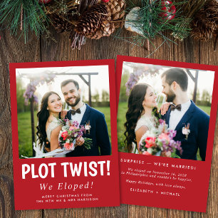 Tarjeta Festiva Boda divertida de fuga de recién casados Foto Navi