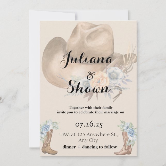 Tarjeta Festiva Boda en el campo de origen (Anverso)