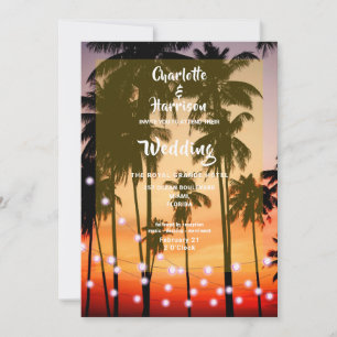 Tarjeta Festiva Boda fotográfico de palmeras de playa tropical ret