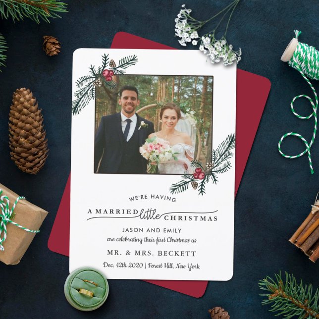 Tarjeta Festiva Boda fotográfico de pequeños Navidades casados (Subido por el creador)