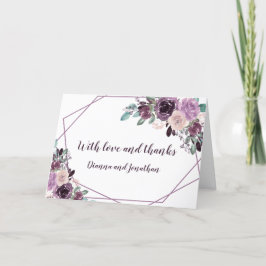 Tarjeta Festiva Boda Geométrico Floral Sangria Purple Mauve