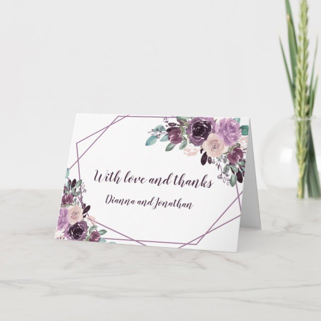 Tarjeta Festiva Boda Geométrico Floral Sangria Purple Mauve (Anverso)