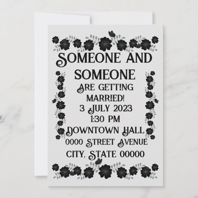 Tarjeta Festiva Boda gótico (Anverso)