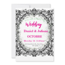 boda, invitación, floral, rosa, elegante, romántic