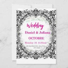 Tarjeta Festiva boda, invitación, floral, rosa, elegante, romántic