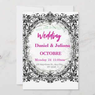 Tarjeta Festiva boda, invitación, floral, rosa, elegante, romántic