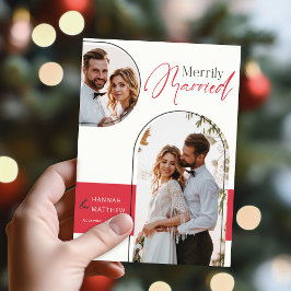 Tarjeta Festiva Boda recién casado de vacaciones negro rojo