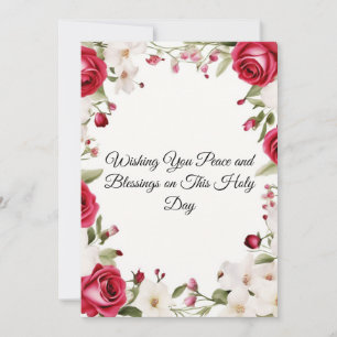 Tarjeta Festiva boda rosa rojo, lirio del valle, rosa