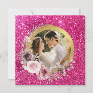 Tarjeta Festiva Boda Rubor Pink & Burgundy Floral Gold Greeneratio