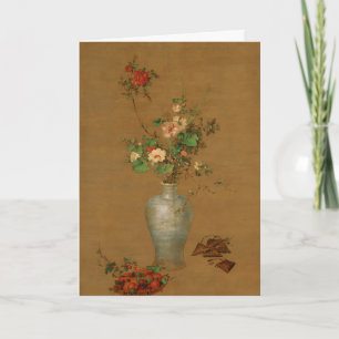 Tarjeta Festiva Bodegón floral imperial chino de Castiglione