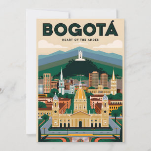 Tarjeta Festiva Bogotá Vintage Colombia Corazón de los Andes Retro