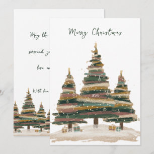 Tarjeta Festiva Bohemian Abstract Christmas Trees