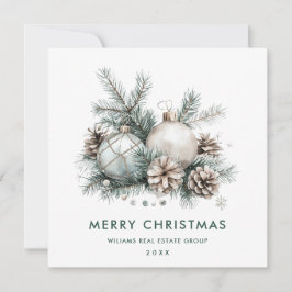 Tarjeta Festiva Bohemian Sage Green Christmas OrnamCorporate
