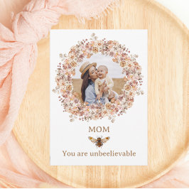 Tarjeta Festiva Boho Abeja Acuarela Floral Día de las Madres Perso