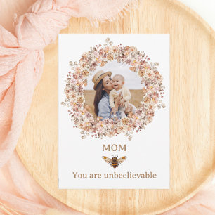 Tarjeta Festiva Boho Abeja Acuarela Floral Día de las Madres Perso