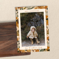 Boho Autumn Terracotta Floral Foto Acción de Graci