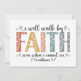 Tarjeta Festiva Boho Christian Walk by Faith Bible Verse Floral