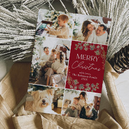 Tarjeta Festiva Boho Collage de fotos Merry Christmas Holiday Card