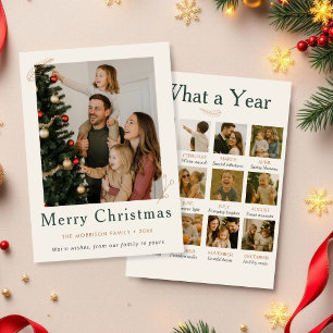 Tarjeta Festiva Boho Collage de fotos qué año Navidades familiares