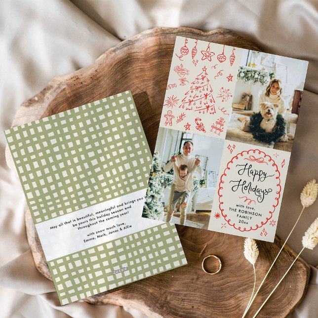 Tarjeta Festiva Boho de mano moderna Felices Fiestas 2 Foto (Subido por el creador)