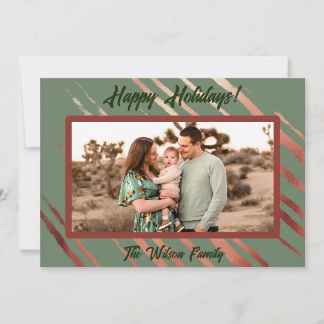 Tarjeta Festiva Boho Desert Green Holiday Card (Anverso)