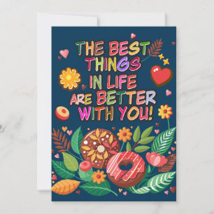 Tarjeta Festiva Boho Donuts y Flores, El día de San Valentín de au