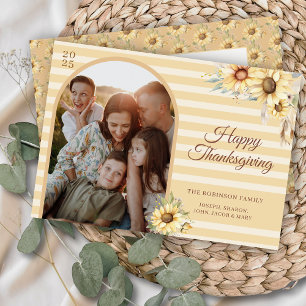 Tarjeta Festiva Boho Floral Sunflower Arch Feliz Día de Acción de