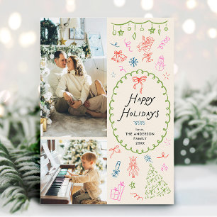 Tarjeta Festiva Boho Hand Drake Happy Holidays 2 Photo