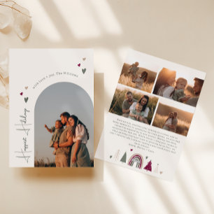 Tarjeta Festiva Boho Hearts Arch Festividades Más Felices Cinco Fo