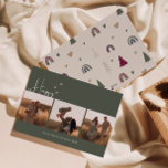 Tarjeta Festiva Boho Hearts Happy Green Tres Navidades de fotos<br><div class="desc">Celebra la alegría de la temporada con esta tarjeta navideña de tres navidades de fotos felices corazones verdes. El guión editable único y de moda crea un toque de encanto e individualidad. Su diseño sencillo incluye arcos bohemios coloridos, corazones y árboles navideños que evocan un ambiente invernal. Con un diseño...</div>