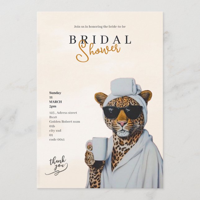 Tarjeta Festiva boho leopard bridal shower invitation (Anverso)