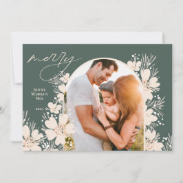 Tarjeta Festiva Boho Merry Christmas Green