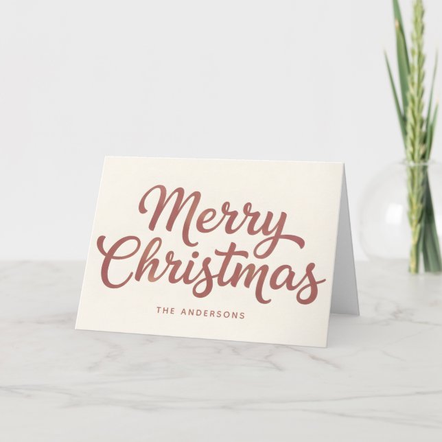 Tarjeta Festiva Boho Minimal Script Merry Christmas (Anverso)