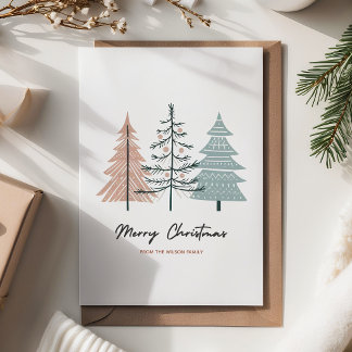 Tarjeta Festiva Boho Minimalist Christmas Tree