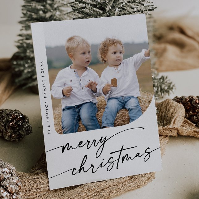 Tarjeta Festiva Boho Moda Black White DIY Navidades simples de fot (Subido por el creador)