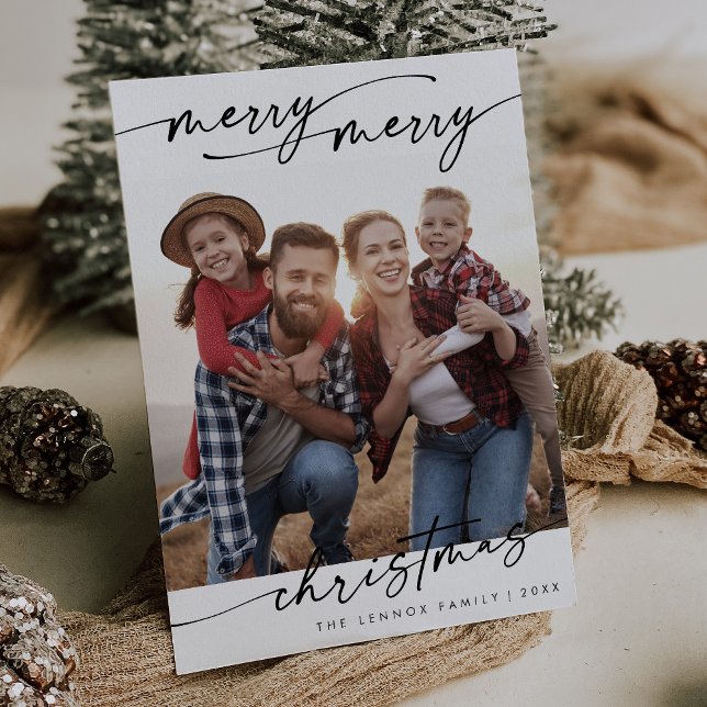 Tarjeta Festiva Boho Moda Black White Family Foto Navidades de la  (Subido por el creador)