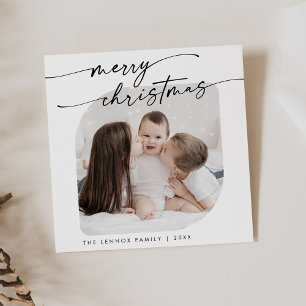 Tarjeta Festiva Boho Moda Black White Photo Cute a los Navidades f
