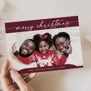 Tarjeta Festiva Boho Moda Borgoña Fácil Navidades de fotografía mo