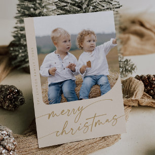 Tarjeta Festiva Boho Moda Cream Gold DIY Navidades simples de foto