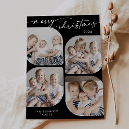 Tarjeta Festiva Boho Moda Dark Black Family Multi Photo Navidades