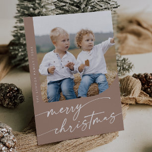 Tarjeta Festiva Boho Moda Neutral DIY Navidades simples de fotogra