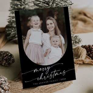 Tarjeta Festiva Boho Moda Oscura Foto de Navidades familiares de