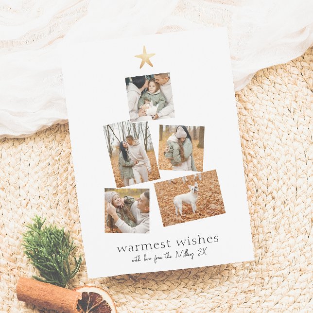 Tarjeta Festiva Boho Modern Christmas Tree 5 Collage de fotos Holi (Subido por el creador)