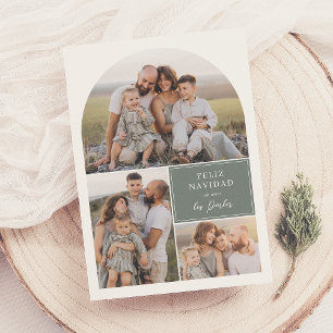 Tarjeta Festiva Boho moderno de cuatro fotos de Navidades navideño
