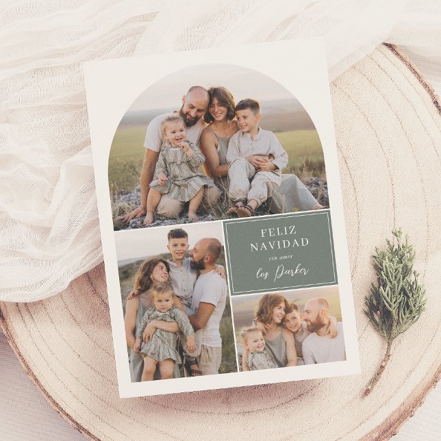 Tarjeta Festiva Boho moderno de cuatro fotos de Navidades navideño (Subido por el creador)