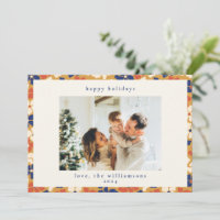 Boho Mustard Blue Floral Navidades Botánicos Foto