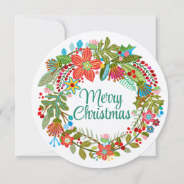 Tarjeta Festiva Boho Navidades Wreath Holiday Card