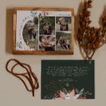 Tarjeta Festiva Boho Pink Floral Arch Joy En Todas Las Cosas Cinco<br><div class="desc">Este boho arca floral rosa de alegría en todas las cosas cinco tarjeta de vacaciones de fotos tiene un diseño caprichoso y elegante con vibrantes ilustraciones acuarelas de poinsettias rojas y rosas y delicada vegetación invernal. Con elementos botánicos de moda como el pino, la harina y las bayas de invierno,...</div>