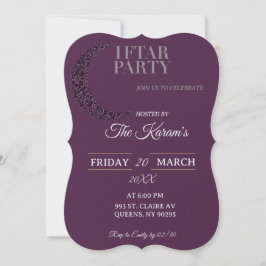 Tarjeta Festiva Boho Purple Minimalist Mosque Ramadan Iftar Party 