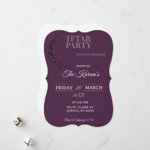 Tarjeta Festiva Boho púrpura minimalista Mezquita Fiesta de Iftar